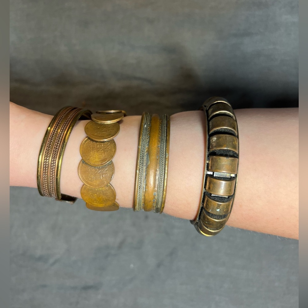 Vintage Penny & Copper and Brass Assortment Bangle/ Adjustable Cuff Bracelets